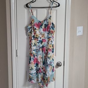 Venus floral strapless asymmetrical dress